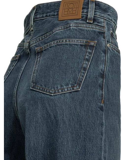 Totême Blue Pressed-Crease Wide-Leg Jeans