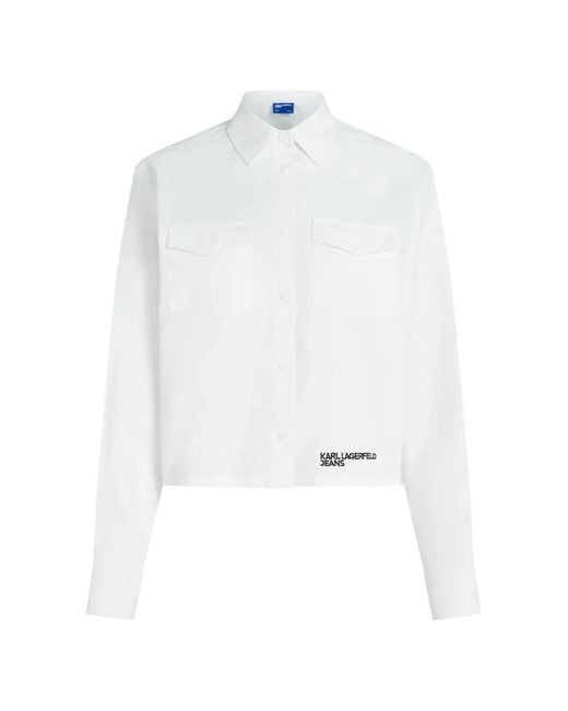 Karl Lagerfeld White Flap-Pocket Logo Shirt