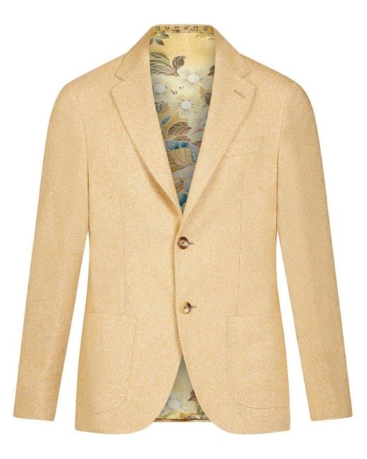 Etro Natural Single-breasted Wool Blazer for men