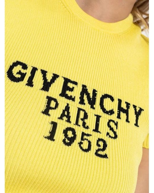 Givenchy Yellow Ribbed Logo Top