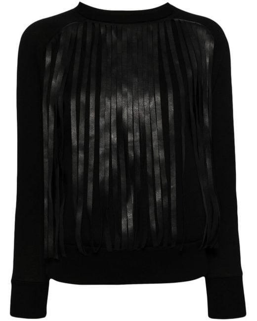 Neil Barrett Black Fringed Long-sleeve Sweatshirt