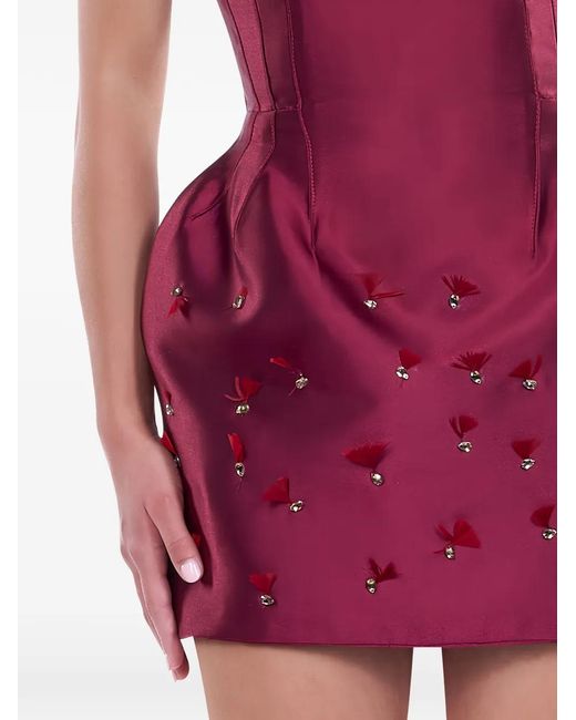 ARAFTU Purple Embellished Off-The-Shoulder Dress
