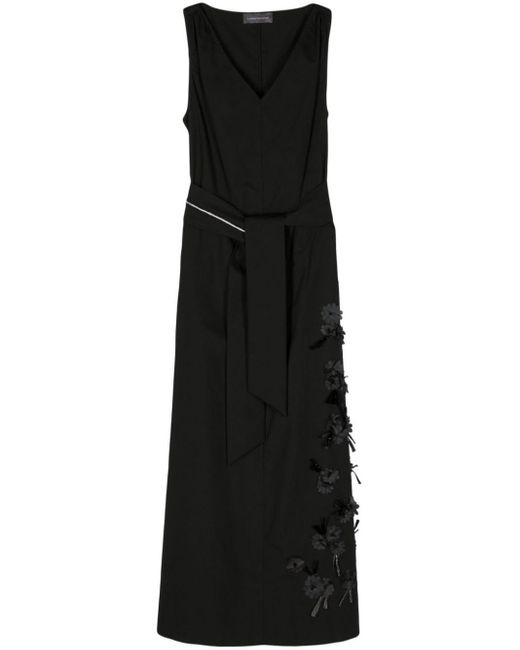 Lorena Antoniazzi Black Belted Cotton Midi Dress