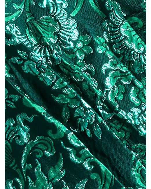 Tadashi Shoji Green Corliss Peplum Damask-Pattern Maxi Dress