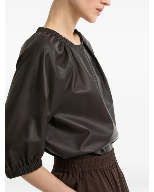 Yves Salomon Black Flowing Leather Top