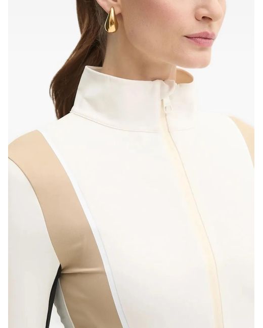Boss Natural Colour-Block Zip-Neck T-Shirt