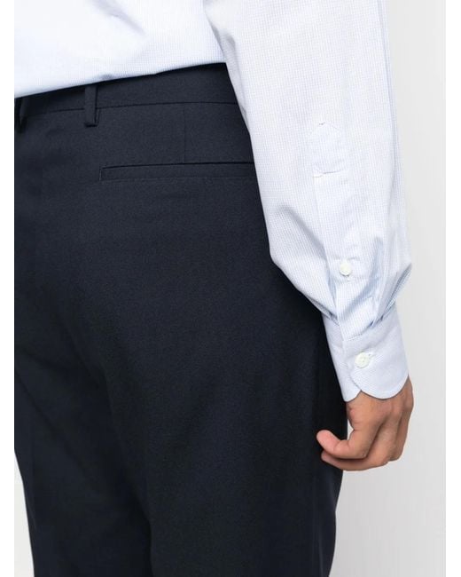 Paul Smith Blue Straight-Leg Tailored Wool Trousers for men