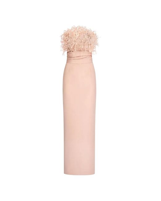 Oscar de la Renta White Point D'Esprit Feather-Embroidered Midi Dress