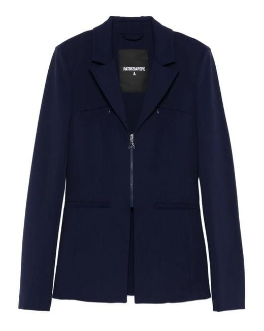 Patrizia Pepe Blue Zip-Front Jacket