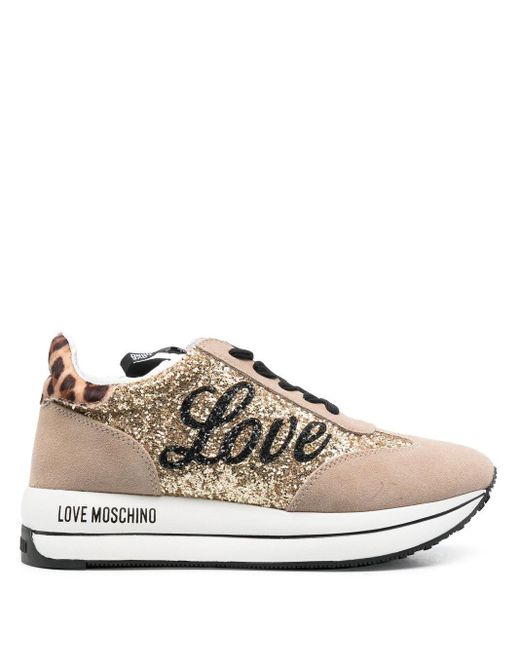 Love Moschino Sneakers Met Logoprint in het Wit | Lyst NL