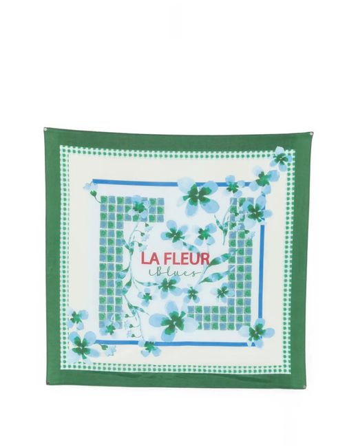 iBlues Green Floral-Print Square Scarf