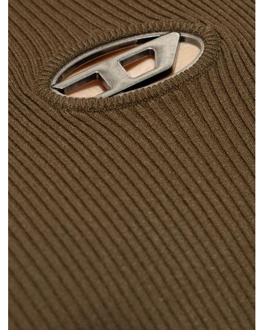 DIESEL Green Ribbed Logo-Detail Long-Sleeve T-Shirt for men