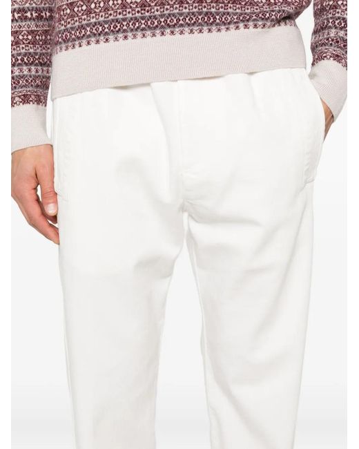 Eleventy White Elasticated-Waistband Trousers for men