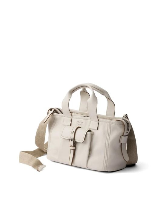 Prada Natural Route Medium Leather Tote Bag