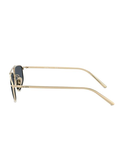 Prada Metallic Engraved Geometric-Frame Sunglasses