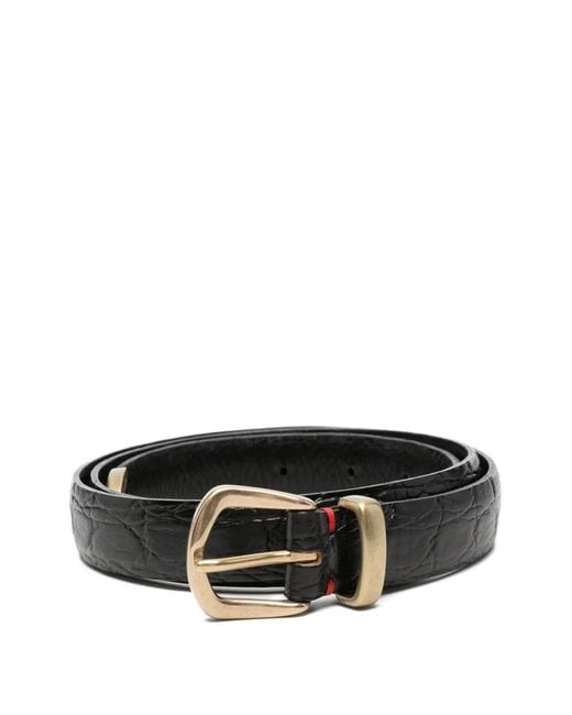 Eleventy Black Croc-Effect Leather Belt for men