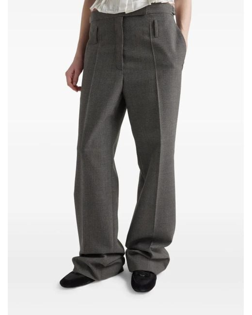 Prada Gray Belted Tailored Trousers