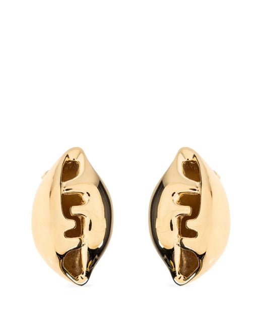 Pendientes Con Forma De Concha Fendi de color Metallic