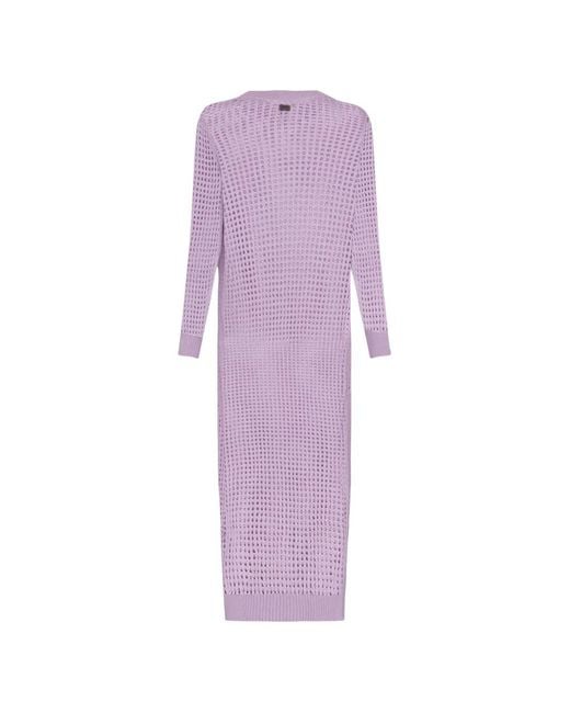 Vilebrequin Purple Crochet-Knit Long-Sleeved Dress
