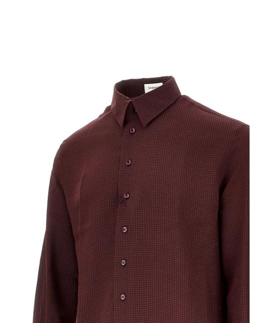Saint Laurent Red Micro-Dot Silk Shirt for men