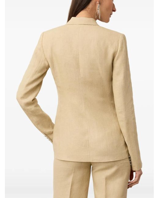 Ralph Lauren Natural Parker Button Flapped Linen Jacket