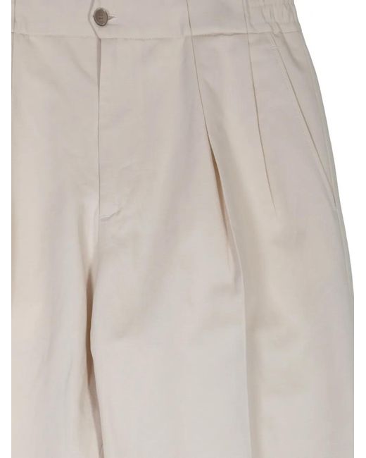 Briglia 1949 White Portobellos Pleated Elasticated-Waist Trousers for men