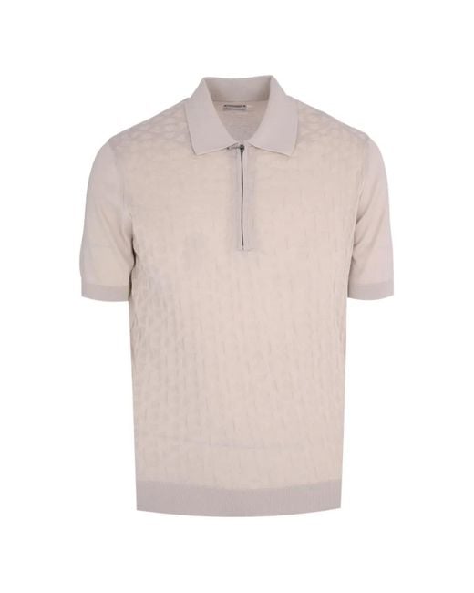 Pal Zileri Pink Geometric-Jacquard Zip-Up Polo Shirt for men