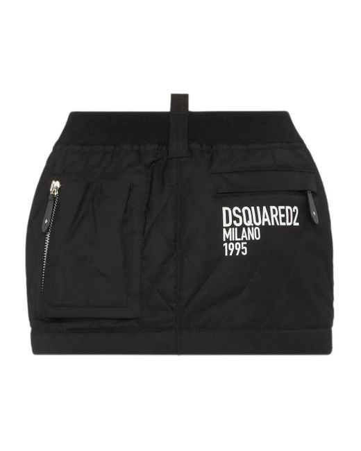 DSquared² Black Logo-Print Mini Skirt