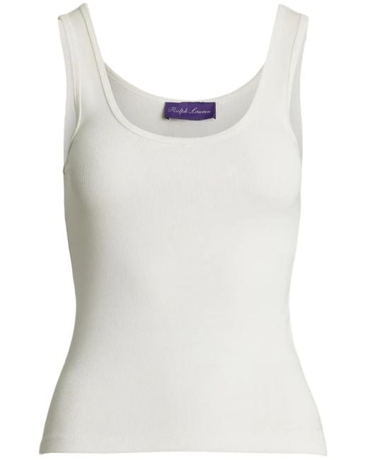 Ralph Lauren White Ribbed Cotton-Modal Tank
