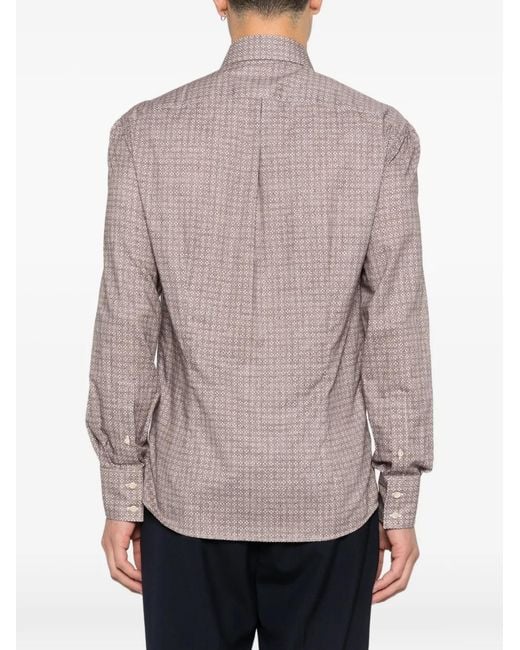 Brunello Cucinelli Pink Patterned Shirt for men