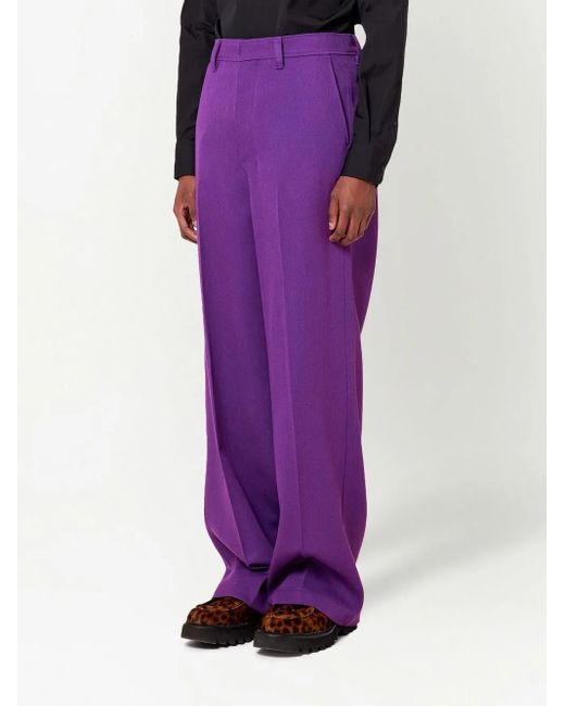 Pantaloni Sartoriali A Gamba Ampia di AMI in Purple