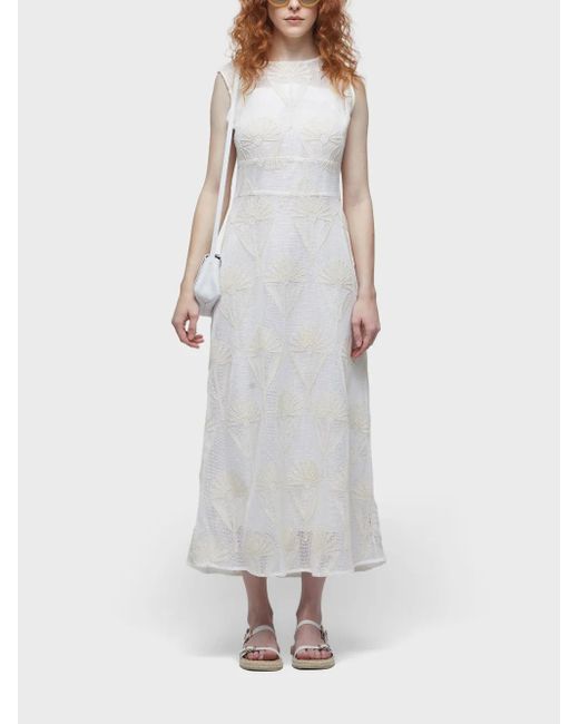Osklen Midi-Jurk Met Geborduurde Bloemen in het White