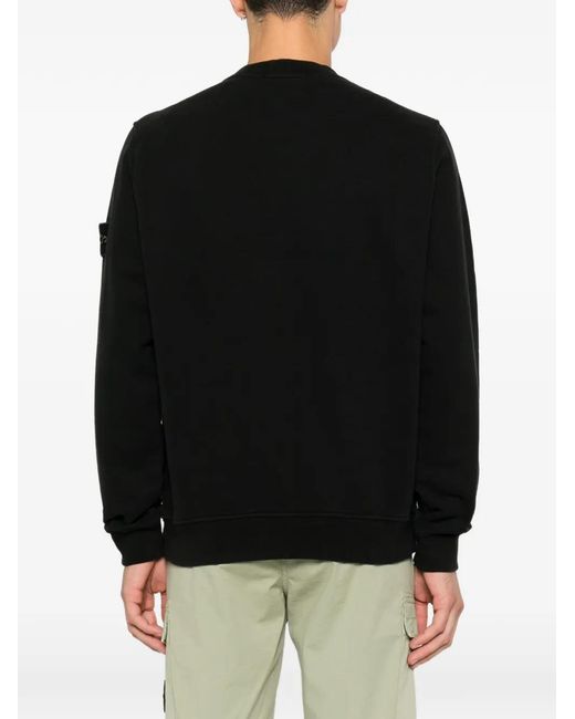 Stone Island Black Logo-Patch Chest-Pocket Sweatshirt for men