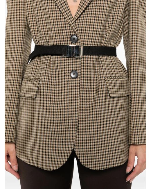 DR. HOPE Brown Check Belted Blazer