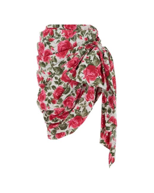 Chloé White Floral-Print Draped Midi Skirt