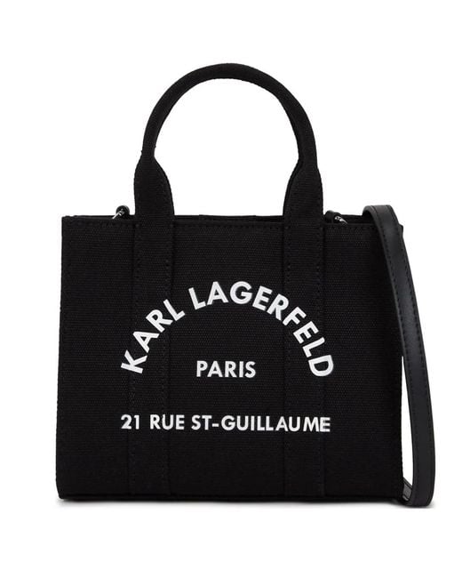Karl Lagerfeld Black Mini Rue St-Guillaume Canvas Tote Bag