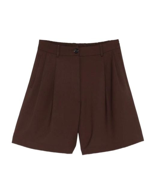 Cordera Brown Button Pleated Shorts