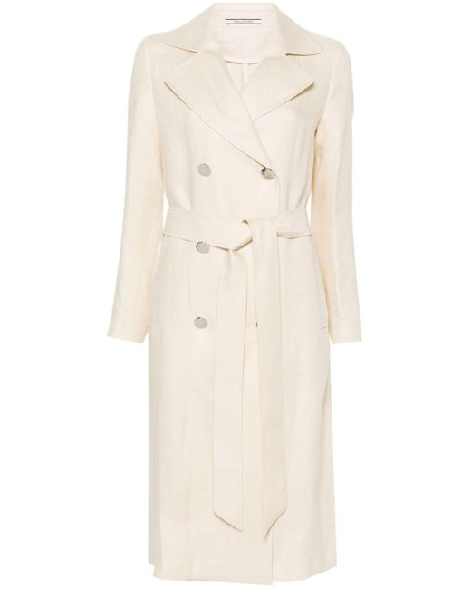 Tagliatore Luce Double-breasted Linen Coat in het Natural