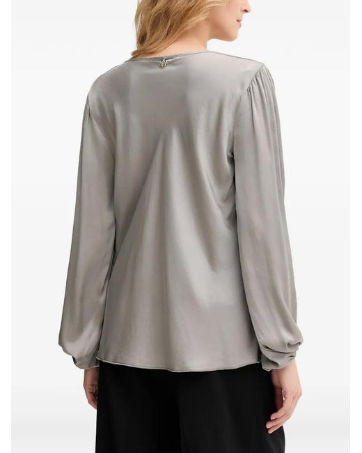Fracomina Gray Cowl-Neck Long-Sleeved Top