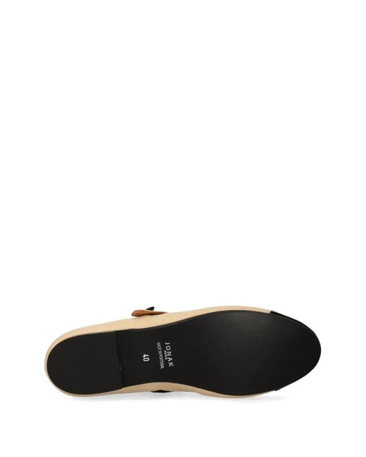 JONAK PARIS White Patent-Toe Mary Jane Ballet Flats