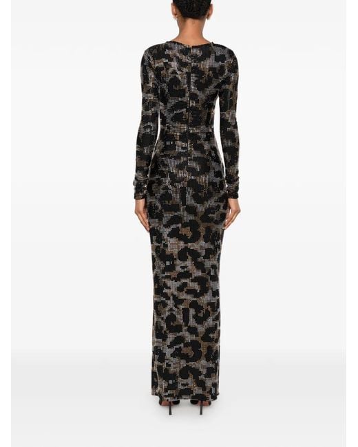Miron Black Embellished Ruched Dress