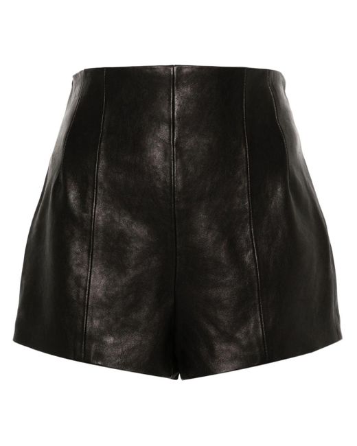 Khaite Black The Lennman Leather Shorts