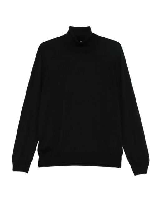 Gran Sasso Black Turtleneck Top for men