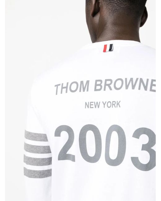 Thom Browne White 4-Bar Stripe 2003-Print T-Shirt for men