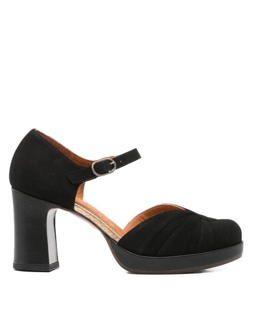 Chie Mihara Black 80Mm Suede Heeled Pumps