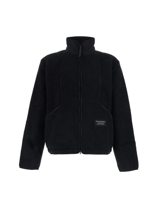 Pas Normal Studios Black Fleece Logo-Patch Jacket for men