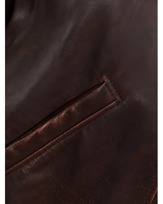 Prada Brown Lederjacke mit Print