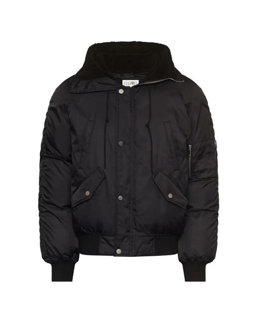 MM6 by Maison Margiela Black Hooded Bomber Jacket for men