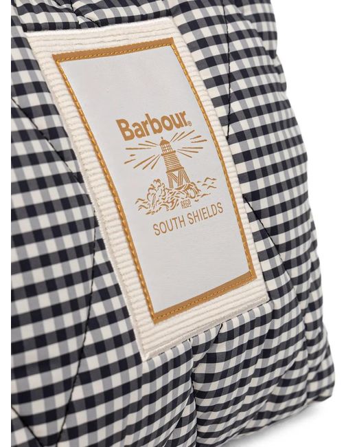 Barbour Black Mini Riah Gingham-Check Quilted Tote Bag