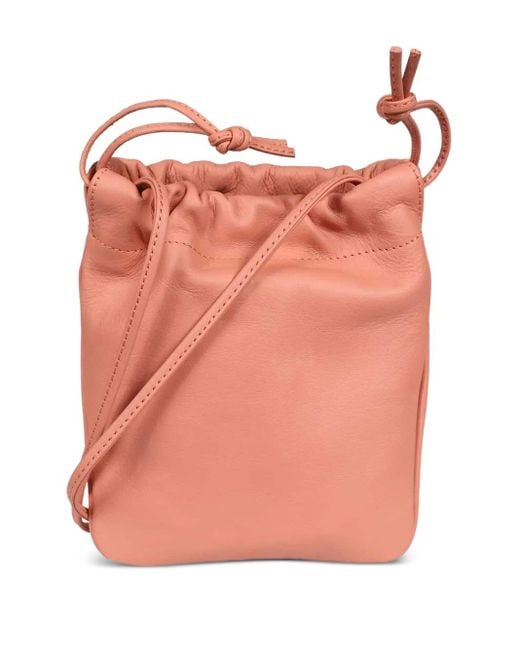 Il Bisonte Pink Drawstring Leather Bucket Bag